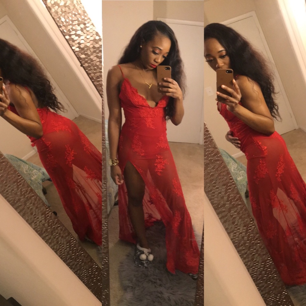 Long red dress